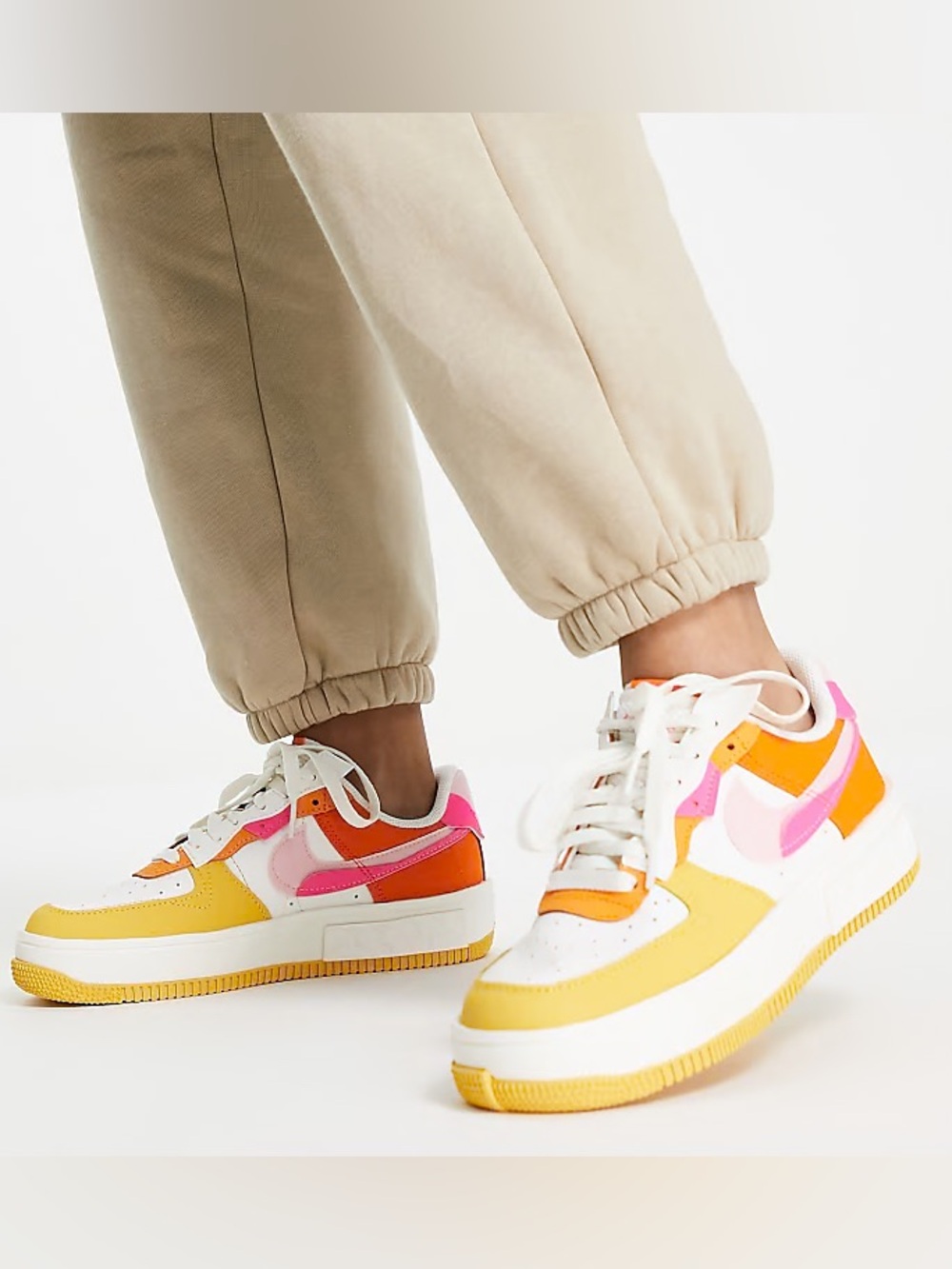 Nike Air Force 1 Fontanka Sunrise Patchwork Leather Sneakers Colorful Shoes